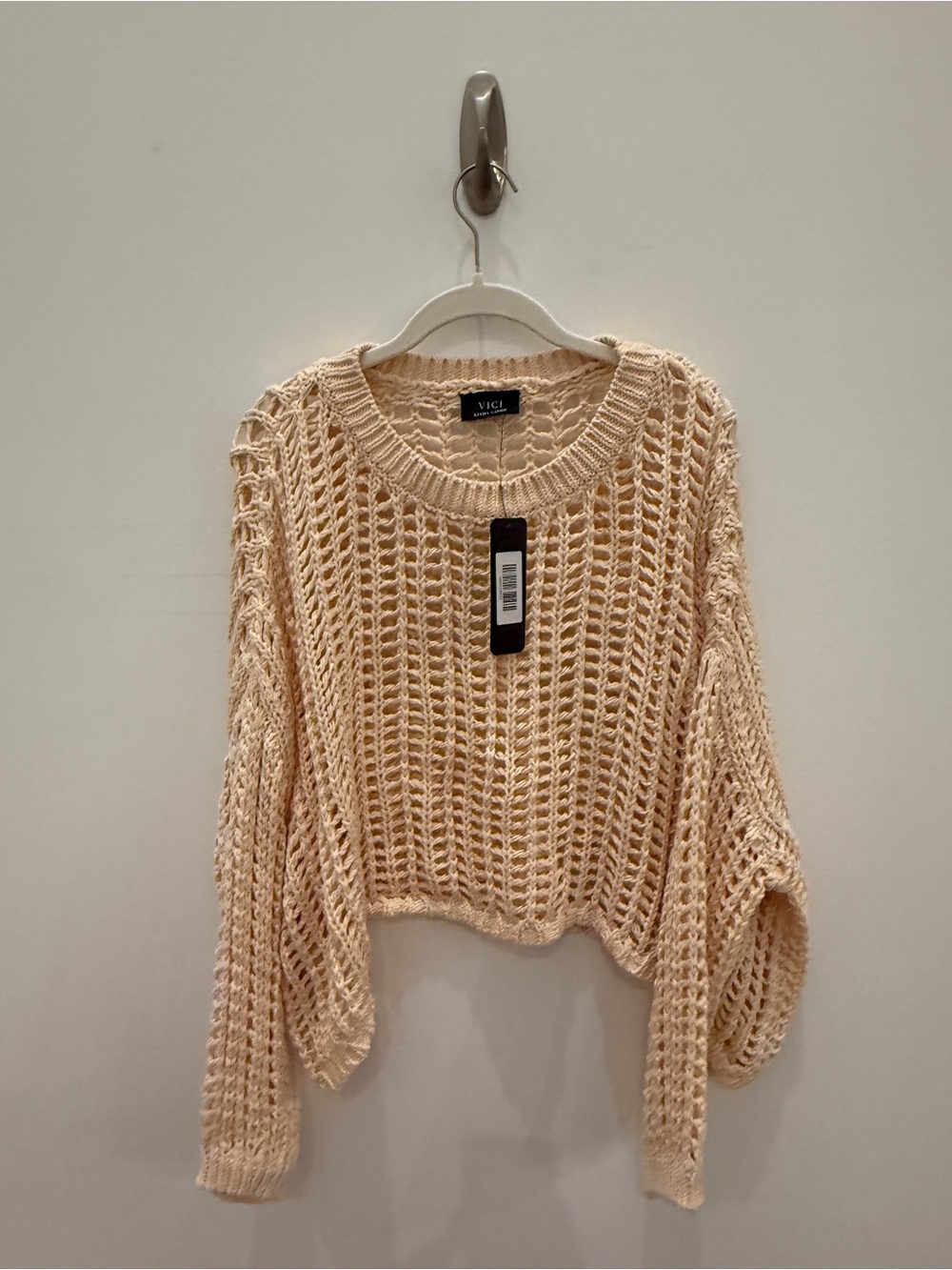 Crochet Open-Knit Beach Sweater - Cream - Picture 11 of 11